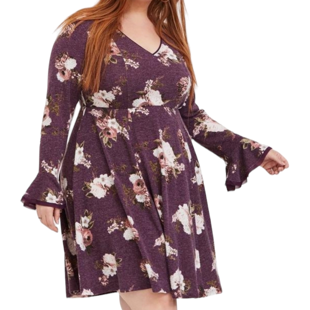 Torrid Mini Hacci Skater Bell Sleeve Dress Size 2